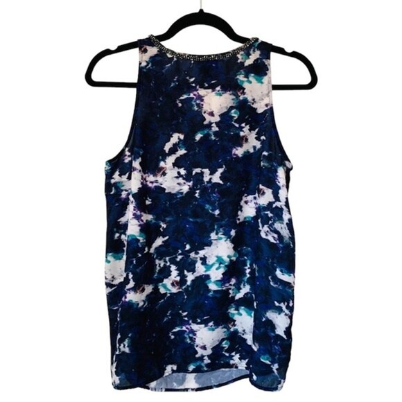 Mossimo Blouse Womens Small Blue Multicolor Sleeveless Scoop Neck Beaded Work - Picture 2 of 7